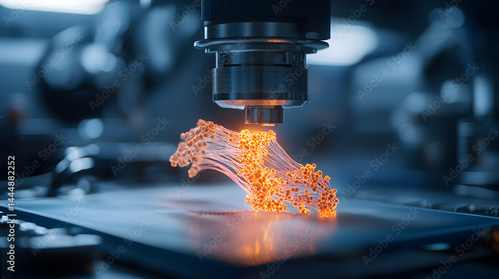 Microscope illuminating a complex structure. A beautiful visualization for scientific research. Suggest for biomedical studies or advanced technological presentations. Microscope illuminating a complex structure. A beautiful visualization for scientific research. Suggest for biomedical studies or advanced technological presentations.