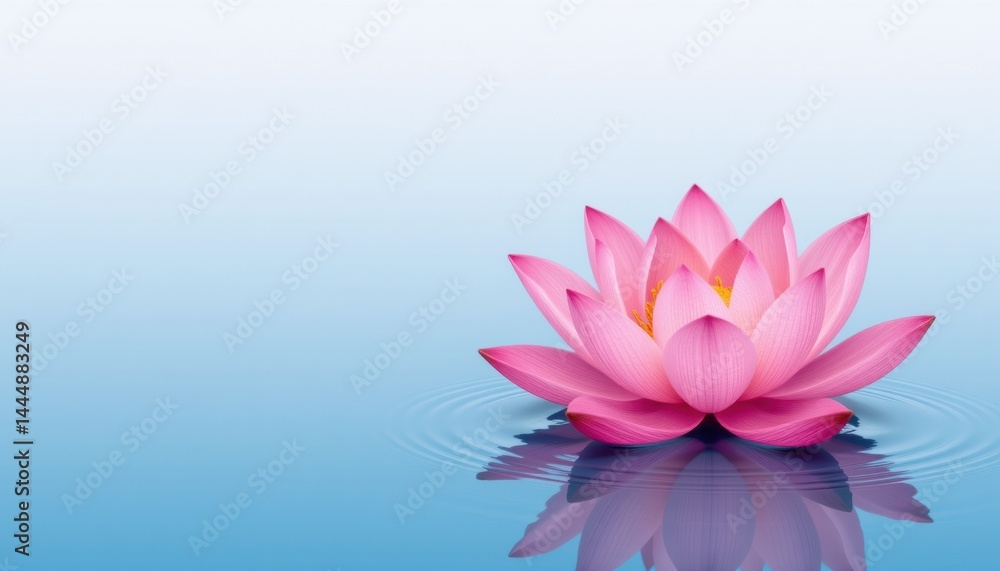 Floating pink lotus flower on calm water surface. Floating pink lotus flower on calm water surface.