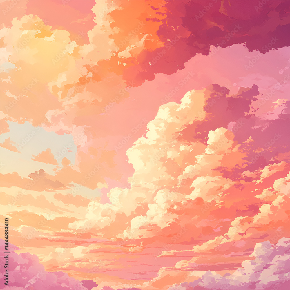 Breathtaking sunset skies over tranquil landscape digital art serene environment vibrant viewpoint Breathtaking sunset skies over tranquil landscape digital art serene environment vibrant viewpoint