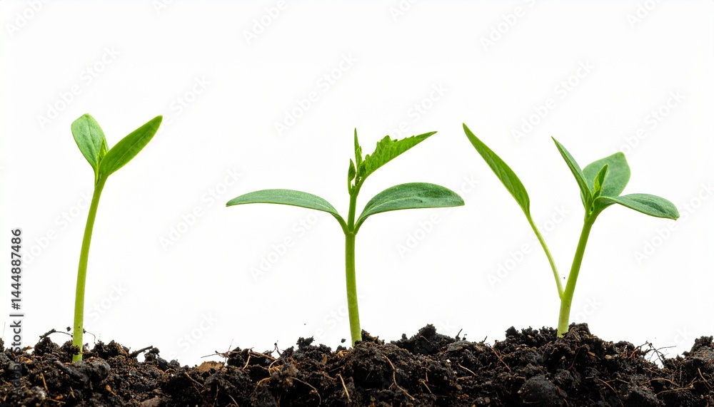 young seedling plant growing from soil isolated on white or transparent png. young seedling plant growing from soil isolated on white or transparent png.