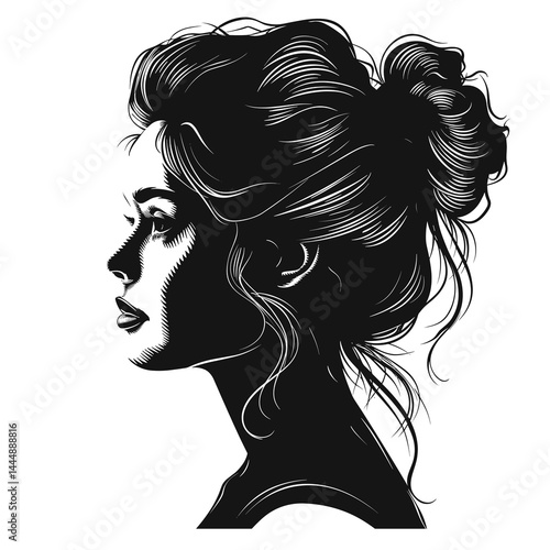 Woman with a bun on her head