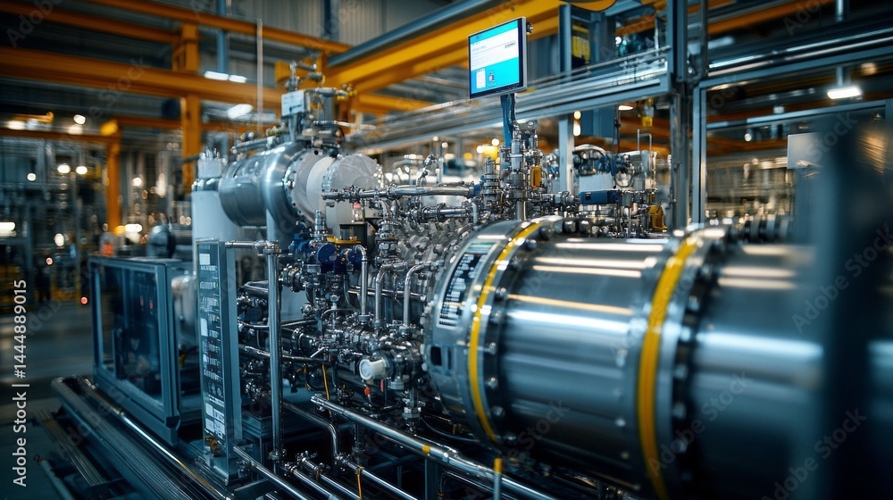 Complex piping and machinery are visible at a vacuum distillation unit located in an oil refinery, emphasizing the intricate design and engineering of hydrocarbon processing equipment Complex piping and machinery are visible at a vacuum distillation unit located in an oil refinery, emphasizing the intricate design and engineering of hydrocarbon processing equipment