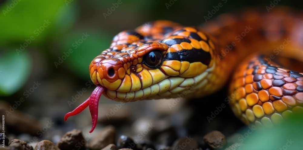 Striking copperhead, forked tongue tasting air Exceptional wildlife macro , head, tongue Striking copperhead, forked tongue tasting air Exceptional wildlife macro , head, tongue