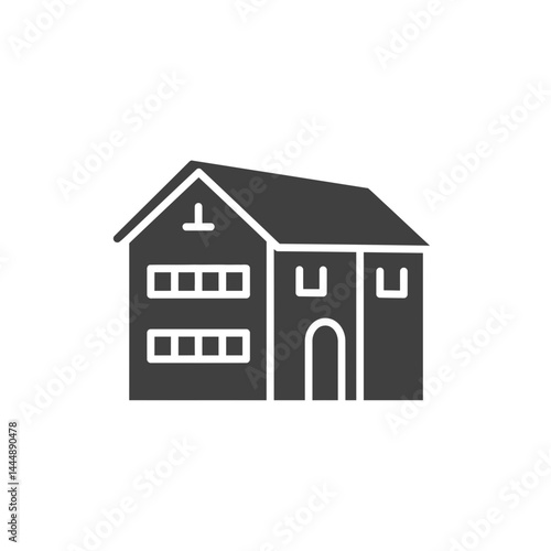 House Silhouette: A detailed monochrome representation of a house, showcasing a minimalist design. perfect for architecture, real estate, and property concepts.