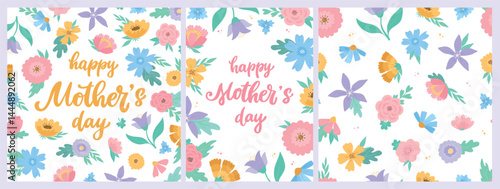 Mother's day cards, banners, prints collection with elegant floral design. Good for wallpaper, backgrounds, templates, invitations, etc. Women's day theme. EPS 10