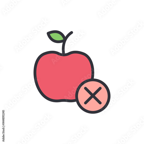 No fruit colored icons, minimalist vector illustration ,simple transparent graphic element .Isolated on white background