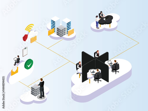  Isometric Cloud Computing and Distributed Work Concept