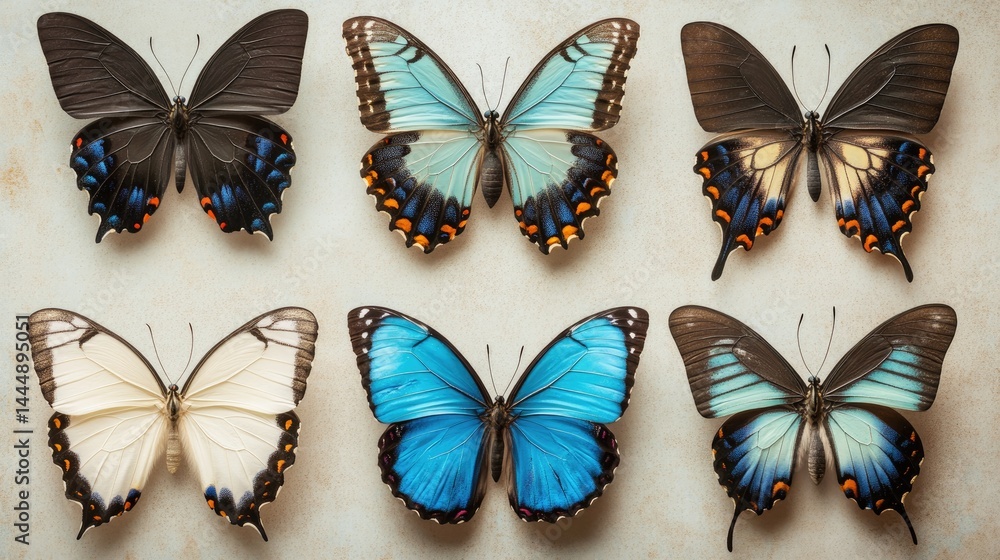 Six Exquisite Butterflies A Colorful Collection. Six Exquisite Butterflies A Colorful Collection.