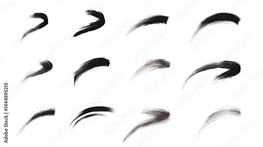 Dynamic Black Ink Brush Strokes Design Elements. Dynamic Black Ink Brush Strokes Design Elements.