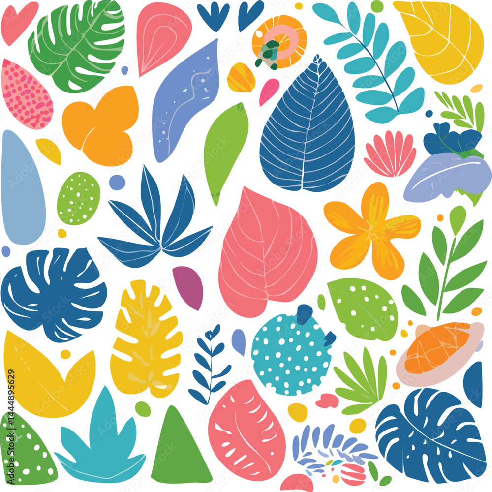 Big Set of Matisse-Inspired Abstract Nature Shapes – Tropical, Floral, and Fruit Doodles for Modern Summer Design Big Set of Matisse-Inspired Abstract Nature Shapes – Tropical, Floral, and Fruit Doodles for Modern Summer Design
