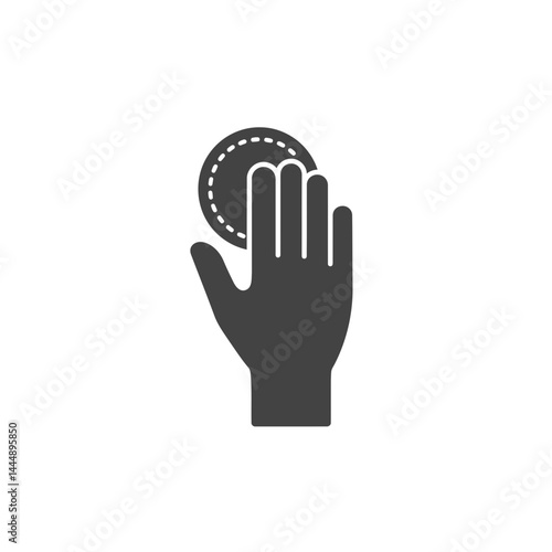 Hand Touching Coin: A grayscale silhouette depicts a hand gently interacting with a coin, symbolizing transactions, value, or financial decisions.
