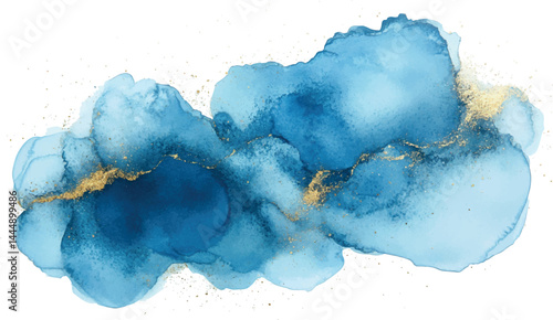 watercolor background brush strokes, blue violet turquoise with gold accent