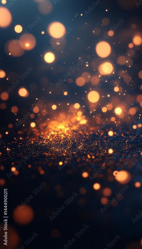 Obraz premium Abstract Festive Background with Glowing Particles, Bokeh Lights, and Sparkling Glitter Effect