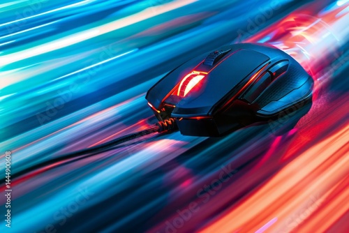 Wired Gaming Mouse with Colorful Motion Blur Background Effects