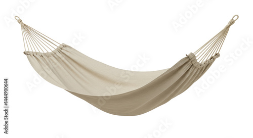 Isolated Beige Hammock Suspended in Mid-Air