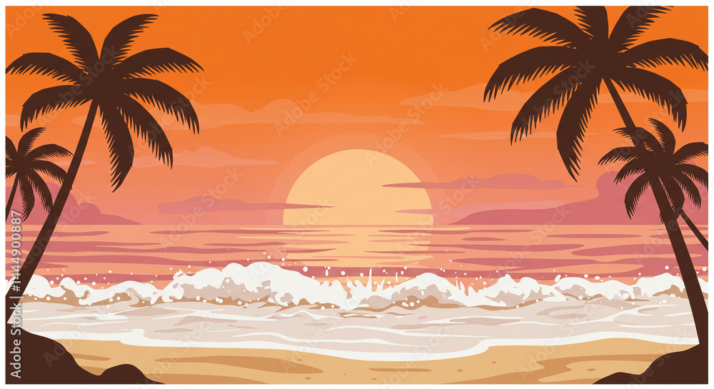 Obraz premium Tropical Sunset Serenity background