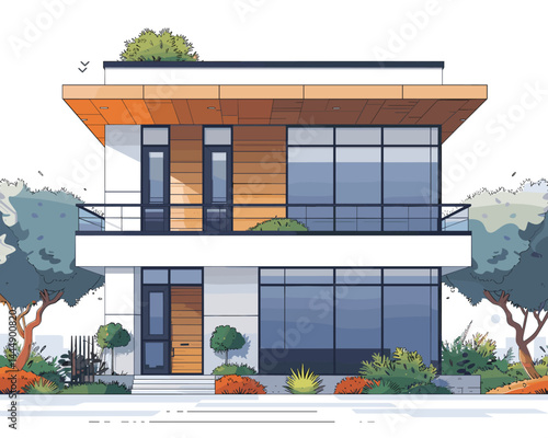 Modern building in the city. Flat style vector illustration on white background.