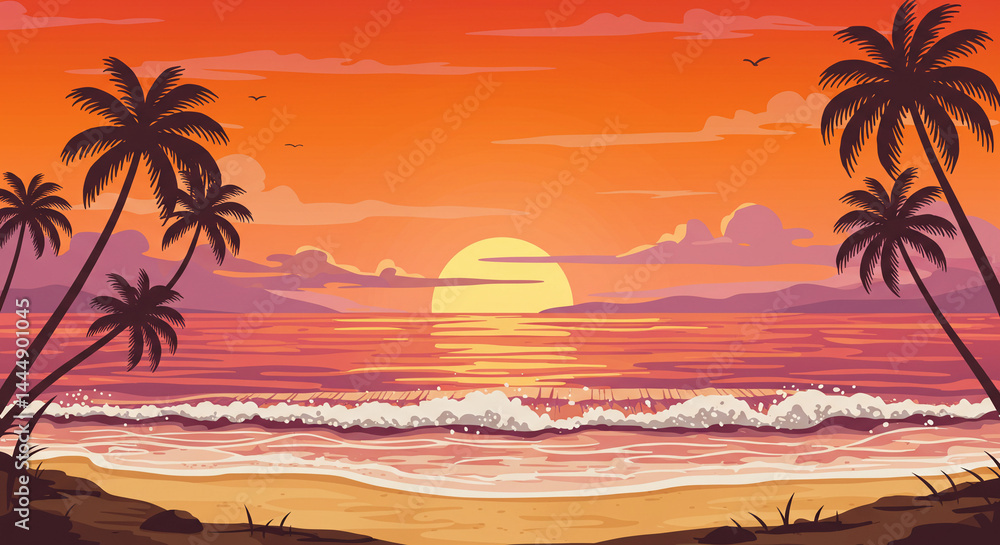 Fototapeta premium Tropical Sunset Serenity background 