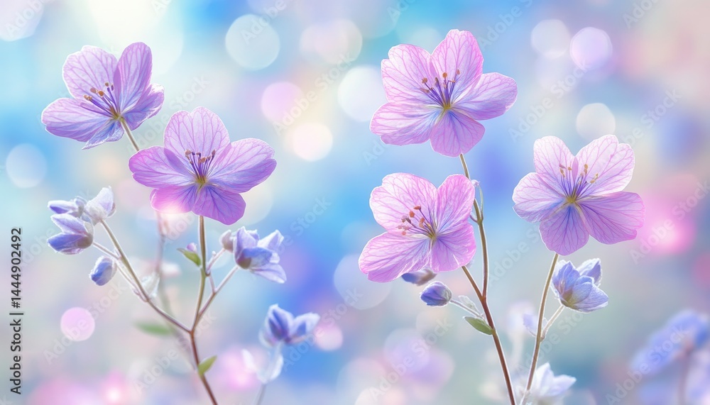 Delicate lilac flowers on periwinkle background, spring bloom, nature background, soft bokeh. Delicate lilac flowers on periwinkle background, spring bloom, nature background, soft bokeh.
