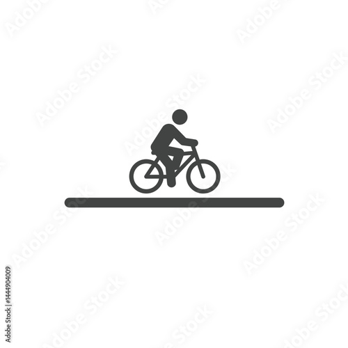 Cycling Icon: A minimalist icon depicts a cyclist riding a bicycle on a level path, representing movement, activity, and outdoor recreation.