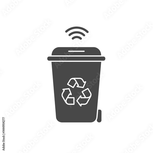 Smart Recycling: A futuristic smart recycling bin icon, showcasing an eco-conscious approach to waste management with its distinctive symbol and integrated smart technology.