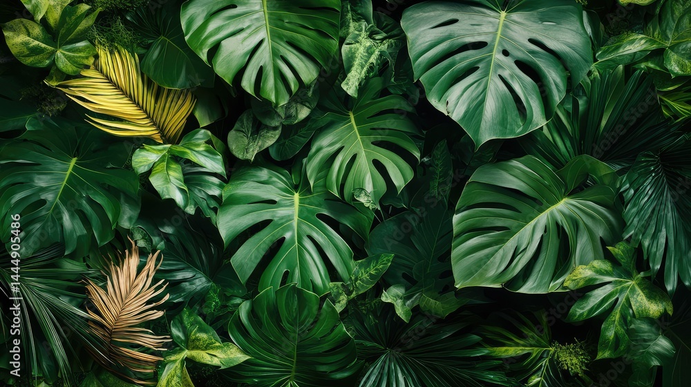 Lush Green Tropical Leaves Background with a Variety of Textures and Shapes Creating a Rich Natural Aesthetic Perfect for Design Projects and Nature Themes Lush Green Tropical Leaves Background with a Variety of Textures and Shapes Creating a Rich Natural Aesthetic Perfect for Design Projects and Nature Themes