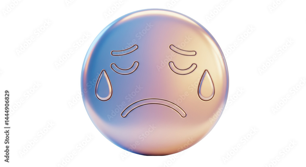 Isolated Holographic Crying Emoji with Tears Isolated Holographic Crying Emoji with Tears