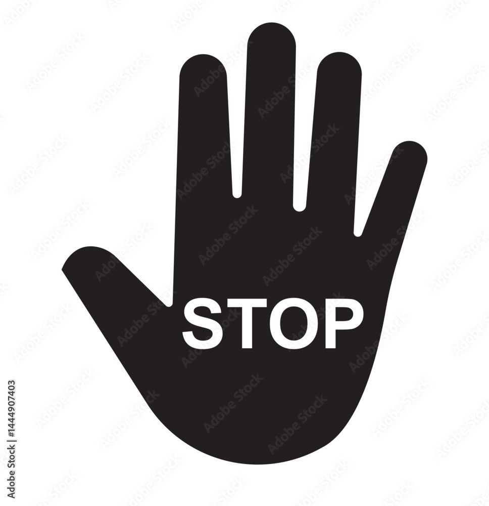 Obraz premium Raised hand icon symbolizing stop or interaction. Stop hand icon. Set of hand hello icons