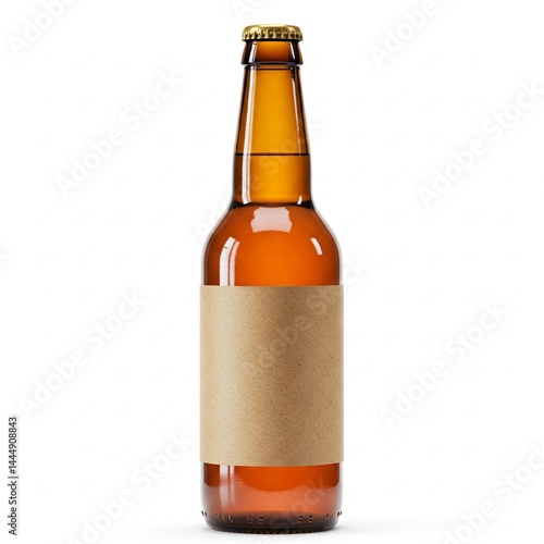 Handcrafted Apple Cider Bottle with Kraft Label on White Background