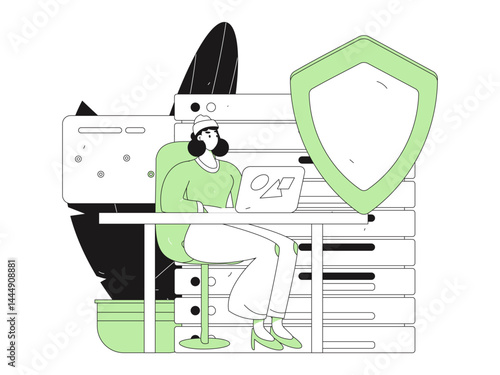 Business network security character flat vector concept operation hand drawn illustration
