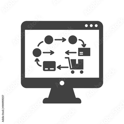 E-commerce Flow: A digital depiction illustrating the e-commerce journey, from initiation to completion, showcasing an intuitive process.