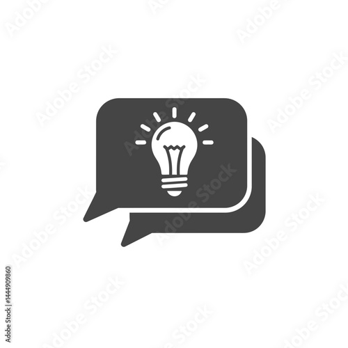 Brilliant Insight Dialogue: Conceptual graphic depicting innovative concept within conversation bubbles, with a glowing light bulb symbolizes the genesis of new ideas.