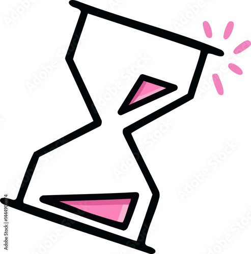 기울어진 모래시계 라인드로잉 아이콘(sand clock line drawing icon)