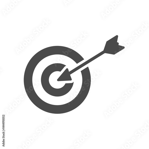 Target Achievement: The arrow hits the bullseye, symbolizing precision, focus, and achieving goals, demonstrating the essence of aim and strategic success.