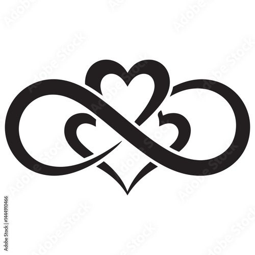 Infinity love, forever symbol Vector Black silhouettes. with white background