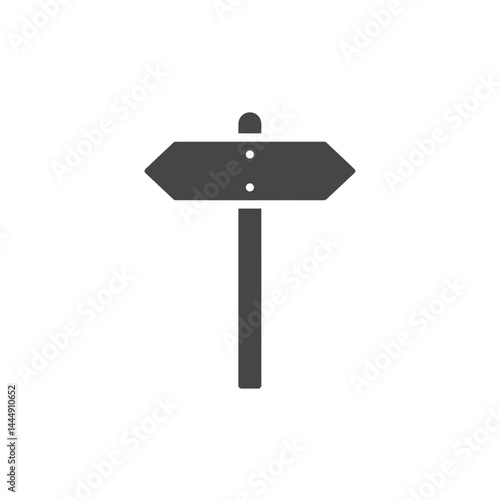Signpost Icon: Minimalist image of a simple signpost, featuring two opposing directional arrows. Depicting choices and guidance.