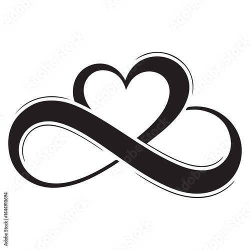 Infinity love, forever symbol Vector Black silhouettes. with white background