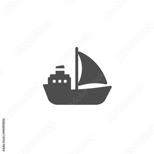 Nautical Vessel: Simple grey silhouette of a sailing vessel, capturing the essence of maritime transportation.