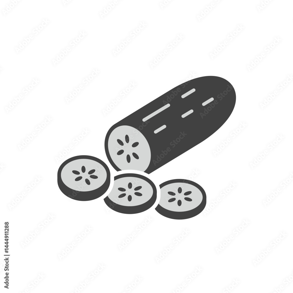 Fototapeta premium Cucumber Slices: Illustrative image of a fresh cucumber, sliced to reveal the inner texture, a perfect element for culinary creativity.