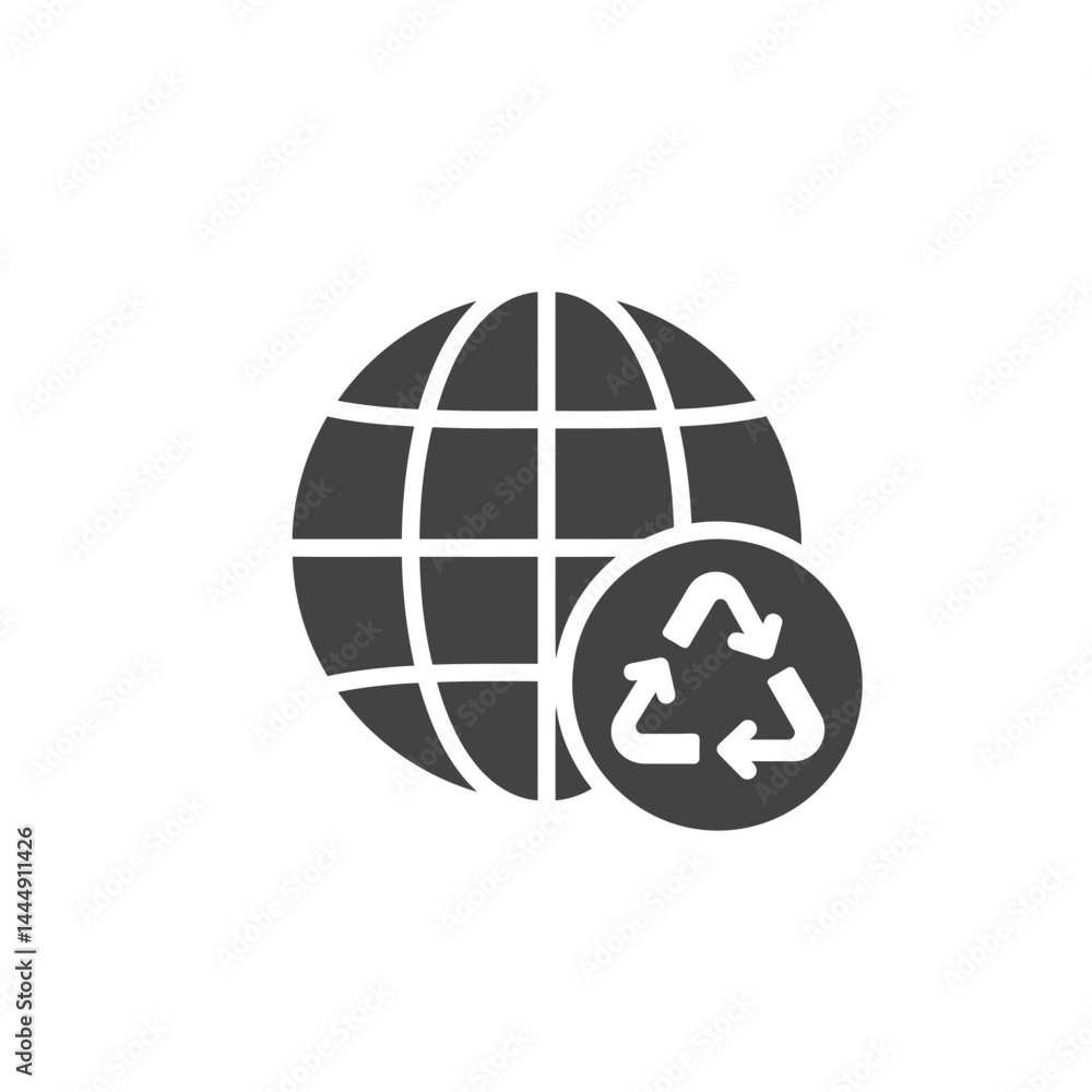 Global Recycling: A simple illustration of planet earth and recycling symbol in graphic resources, reflecting the environmental friendliness. Global Recycling: A simple illustration of planet earth and recycling symbol in graphic resources, reflecting the environmental friendliness.