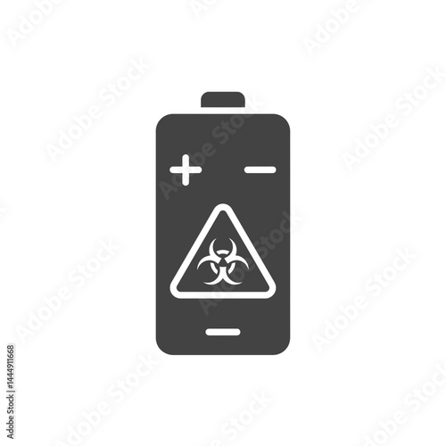 Biohazard Battery Icon: A stark warning sign in the form of a battery with a biohazard symbol inside a triangle.