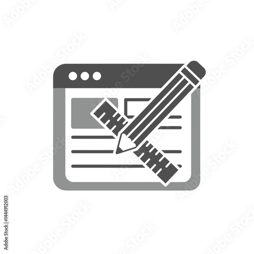 Website Design Essentials: A graphic illustrating website creation, featuring a browser window alongside a pencil and ruler, symbolizing the art of design and precision in web development.