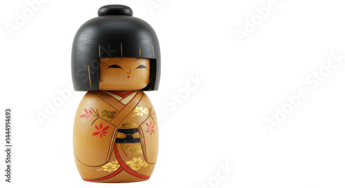 Isolated Traditional Japanese Kokeshi Doll