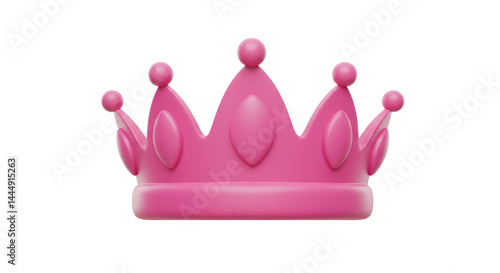 Isolated Pink Plastic Princess Crown with Gem Accents