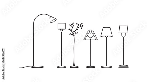 Floor lamp line art artistic representation of functional lighting