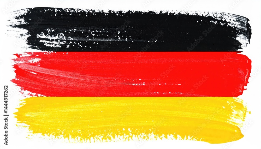 Obraz premium German Flag: Expressive Brushstrokes in Black, Red, and Gold