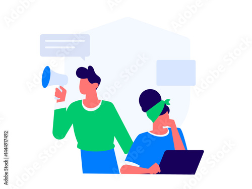 Business network security character flat vector concept operation hand drawn illustration
