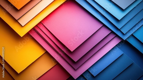 Abstract colorful geometric arrangement creating visual depth and texture