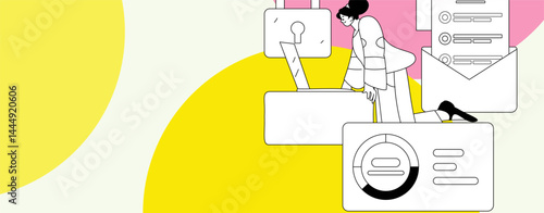 Business network security character flat vector concept operation hand drawn illustration
