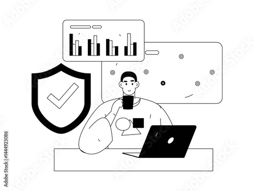Business network security character flat vector concept operation hand drawn illustration
